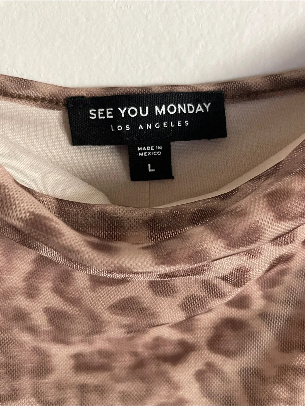 See You Monday Cowl Neck Leopard Print Slip Midi Dress Size Large